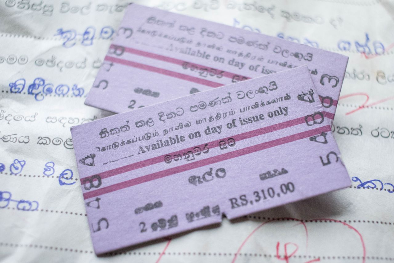Srílanské lístky na vlak